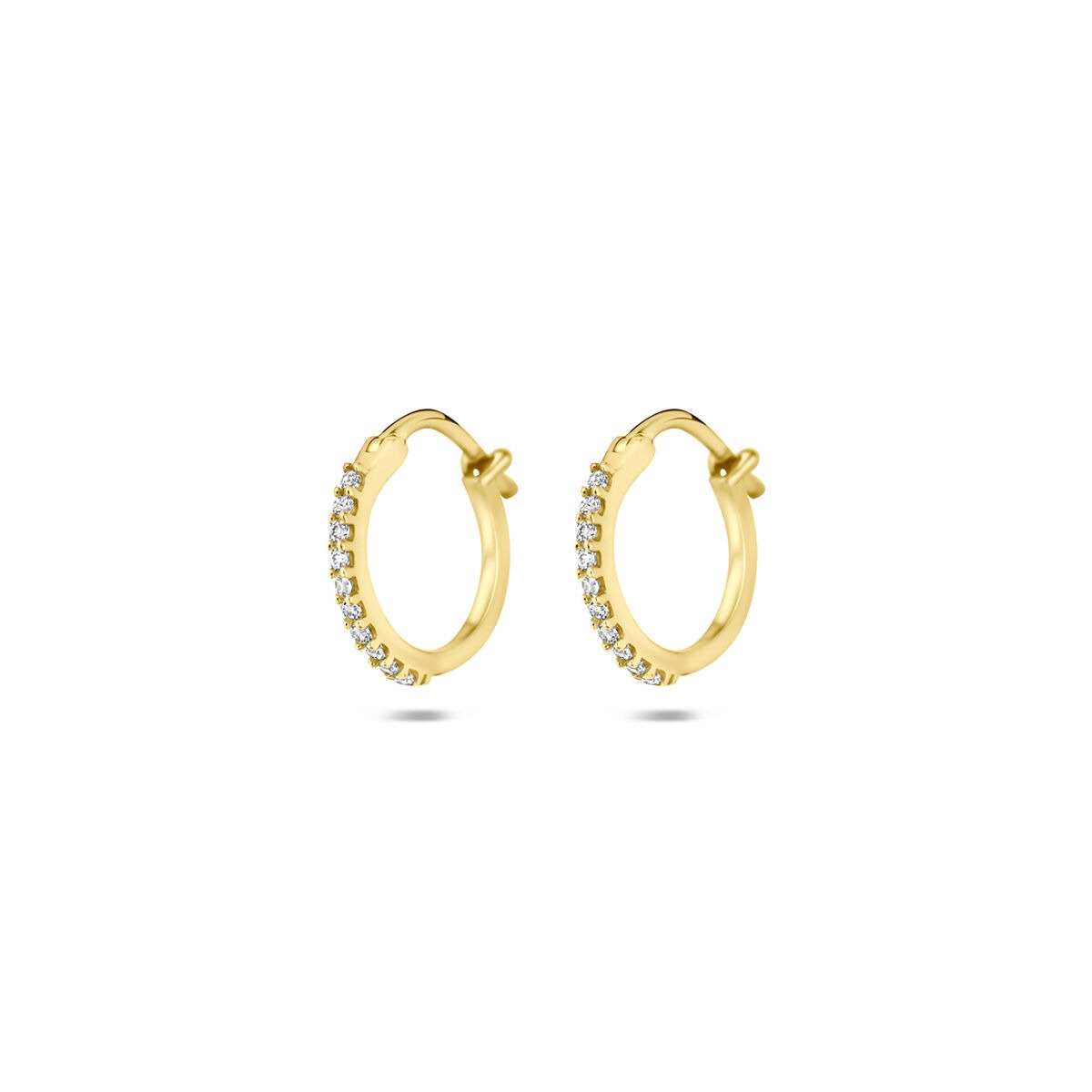 14k Geelgouden oorringen met zirkonia
