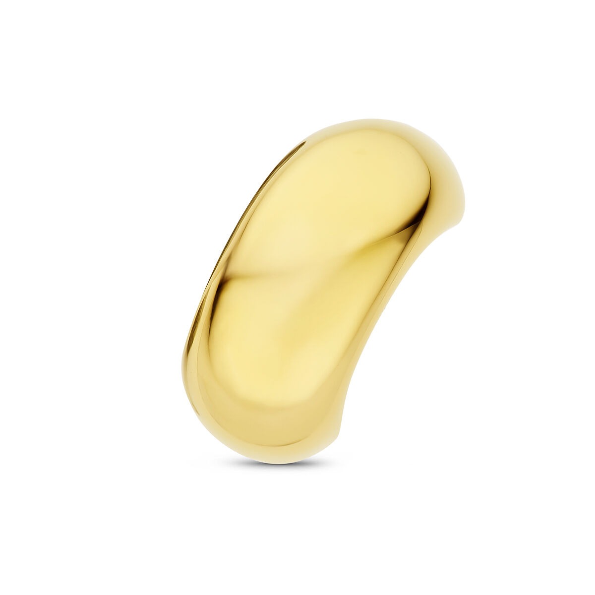 Stalen hair cuff met gele ion plating, gladde afwerking en moderne, organische vorm.