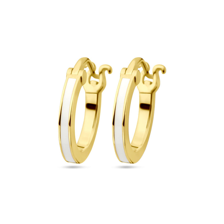 earrings white enamel 1 micron silver gold plated (yellow)