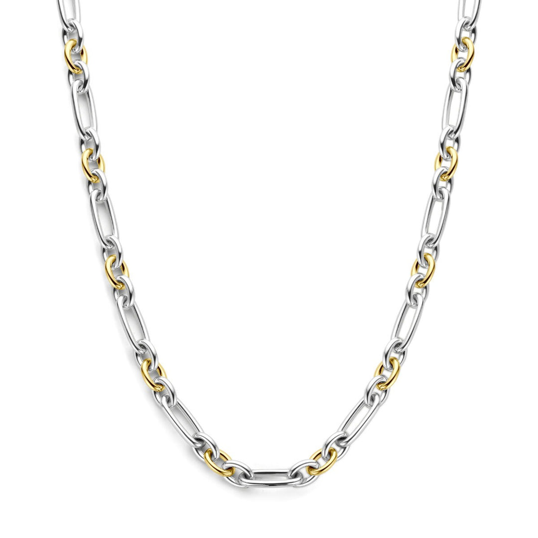 14k Geelgouden en zilveren anker collier