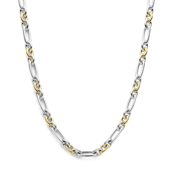 14k Geelgouden en zilveren anker collier