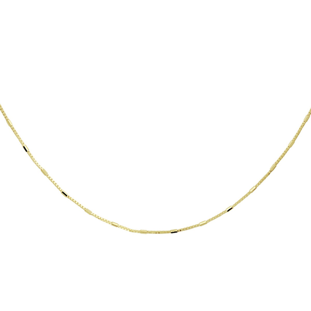 Gouden venetiaans collier van 14k met afwisselend staafjes en gladde delen.