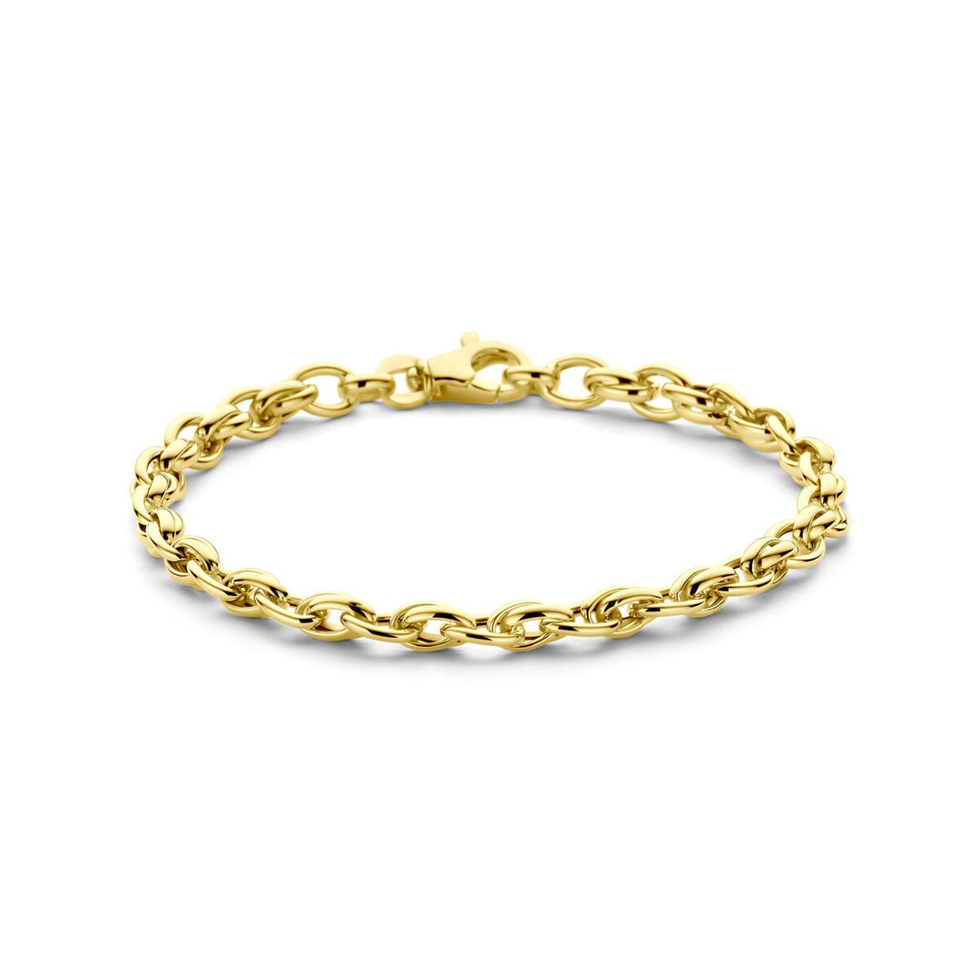 9k Geelkleurige armband met fantasie schakel 19 cm
