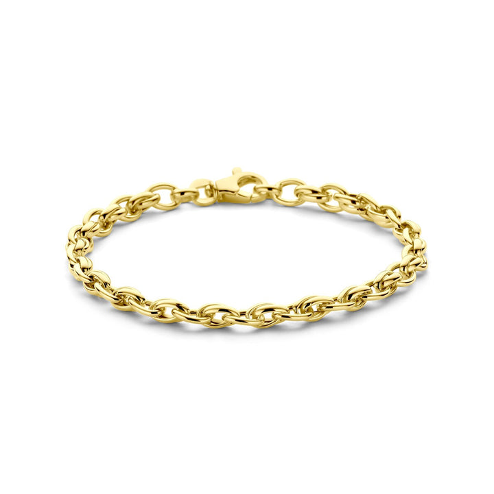 9k Geelkleurige armband met fantasie schakel 19 cm