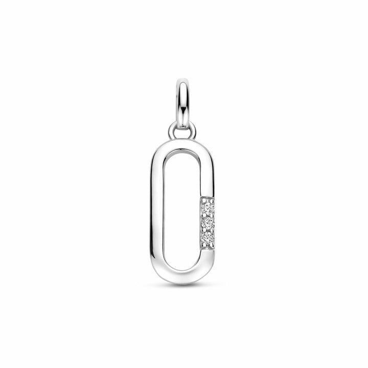 Zilveren hanger met zirkonia in entourage zetting 20 mm