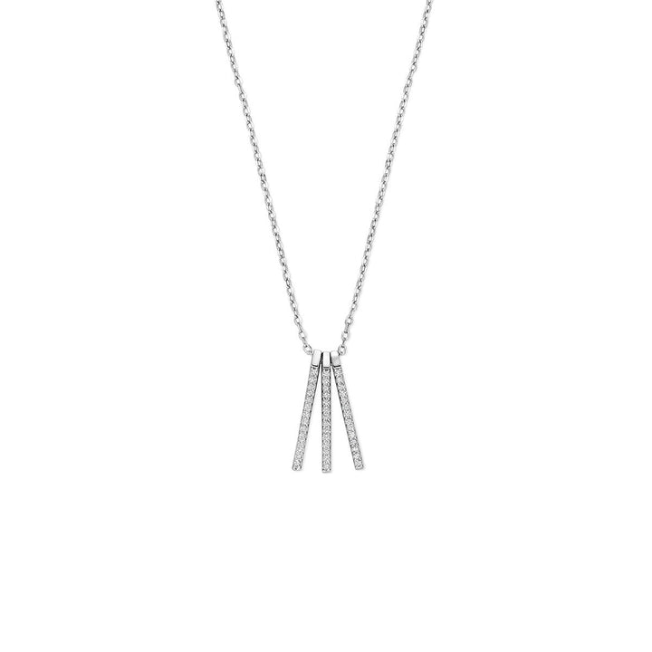 Zilveren collier met zirkonia – gerhodineerd 925 dames ketting 41 - 43 - 45 cm