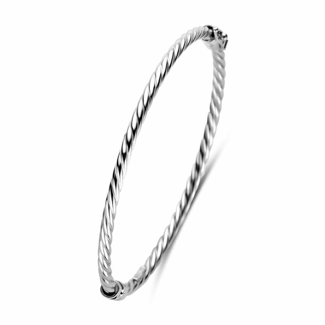 Zilveren Bangle armband gedraaid – gerhodineerd 925