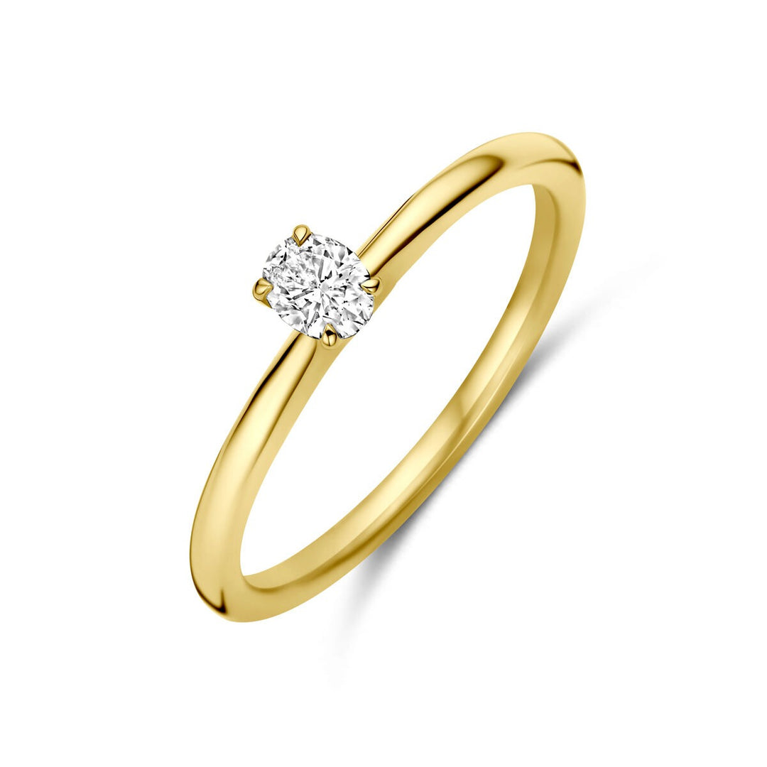 14k Geelgouden Ring met Diamant 0,21 ct Solitaire