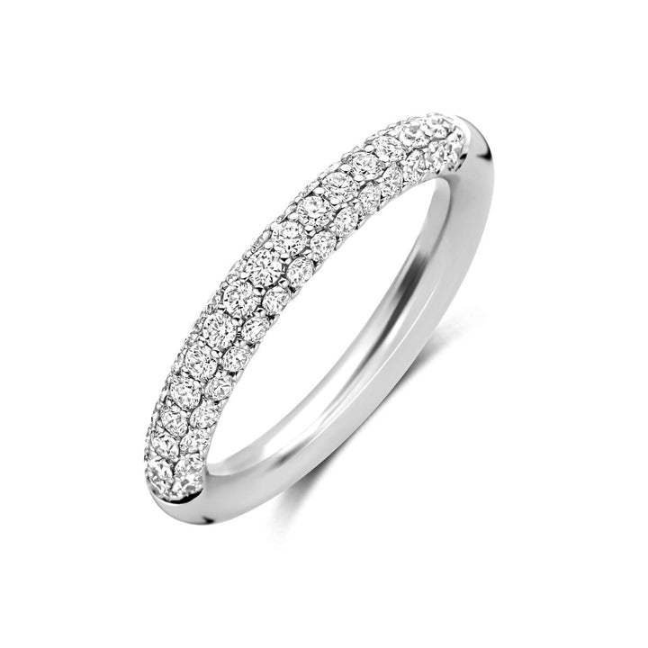 14k witgouden ring met pavé gezette diamanten