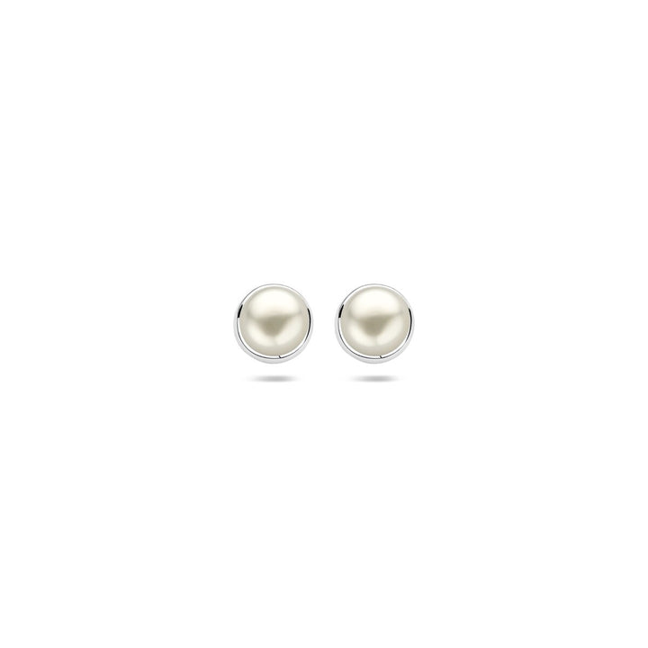 ear studs pearl silver rhodium plated