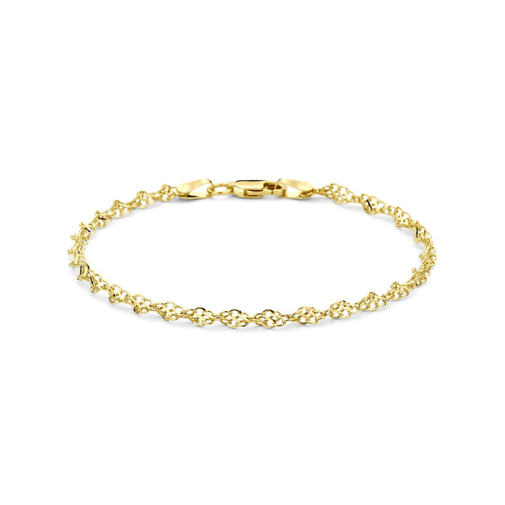 14k geelgouden armband met zilverkern – koordschakel 3,2 mm 18,5 cm