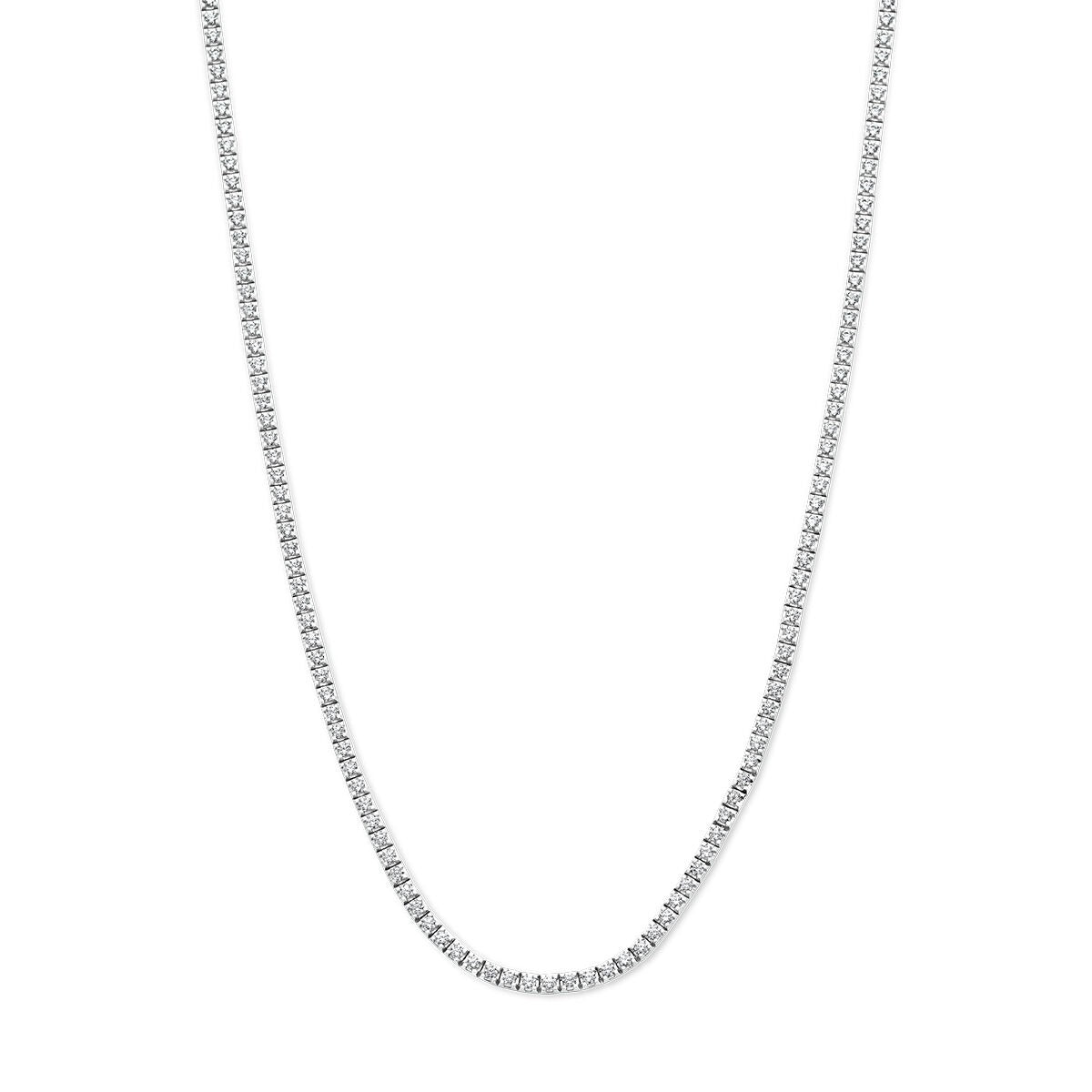 Witgouden tenniscollier met briljant geslepen lab grown diamanten van 3.00 ct, strak en glanzend.