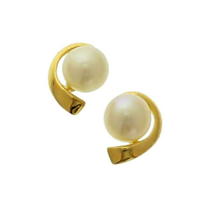 pearl ear studs 14K yellow gold