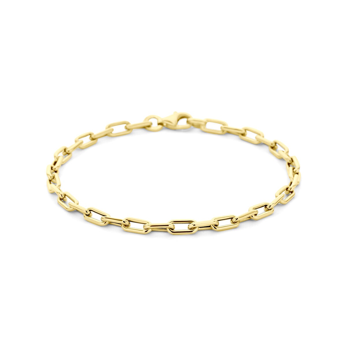 Geelgouden anker armband met een schakelpand in een klassieke schakelvorm.