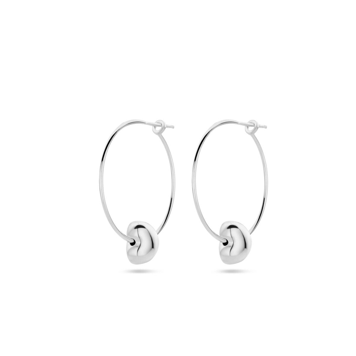 Zilveren dames oorringen met hart – gerhodineerd 31 mm