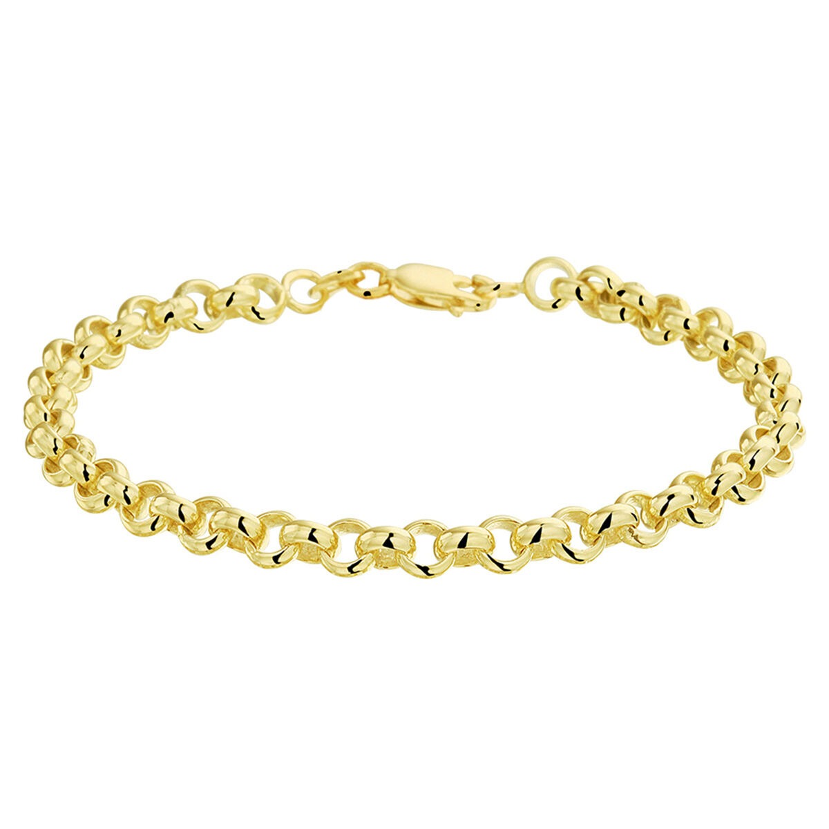 Geelgouden jasseron armband met een glanzende afwerking en een stevige sluiting.