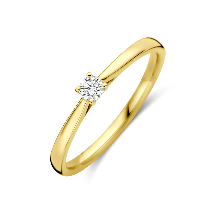 14k Geelgouden ring met 0.10ct lab grown diamant