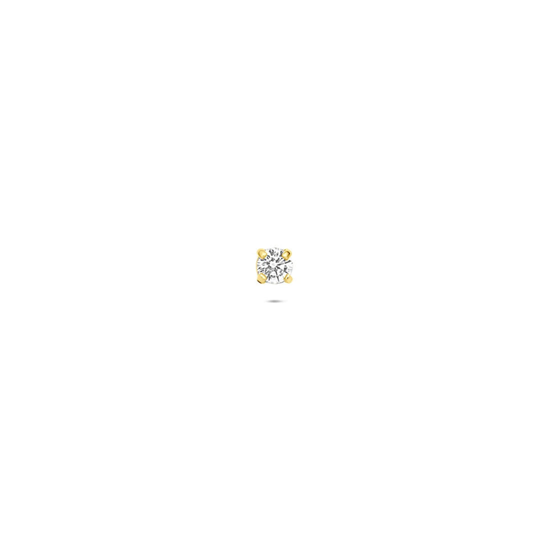 9k Geelgouden flat back piercing met zirkonia 2 mm