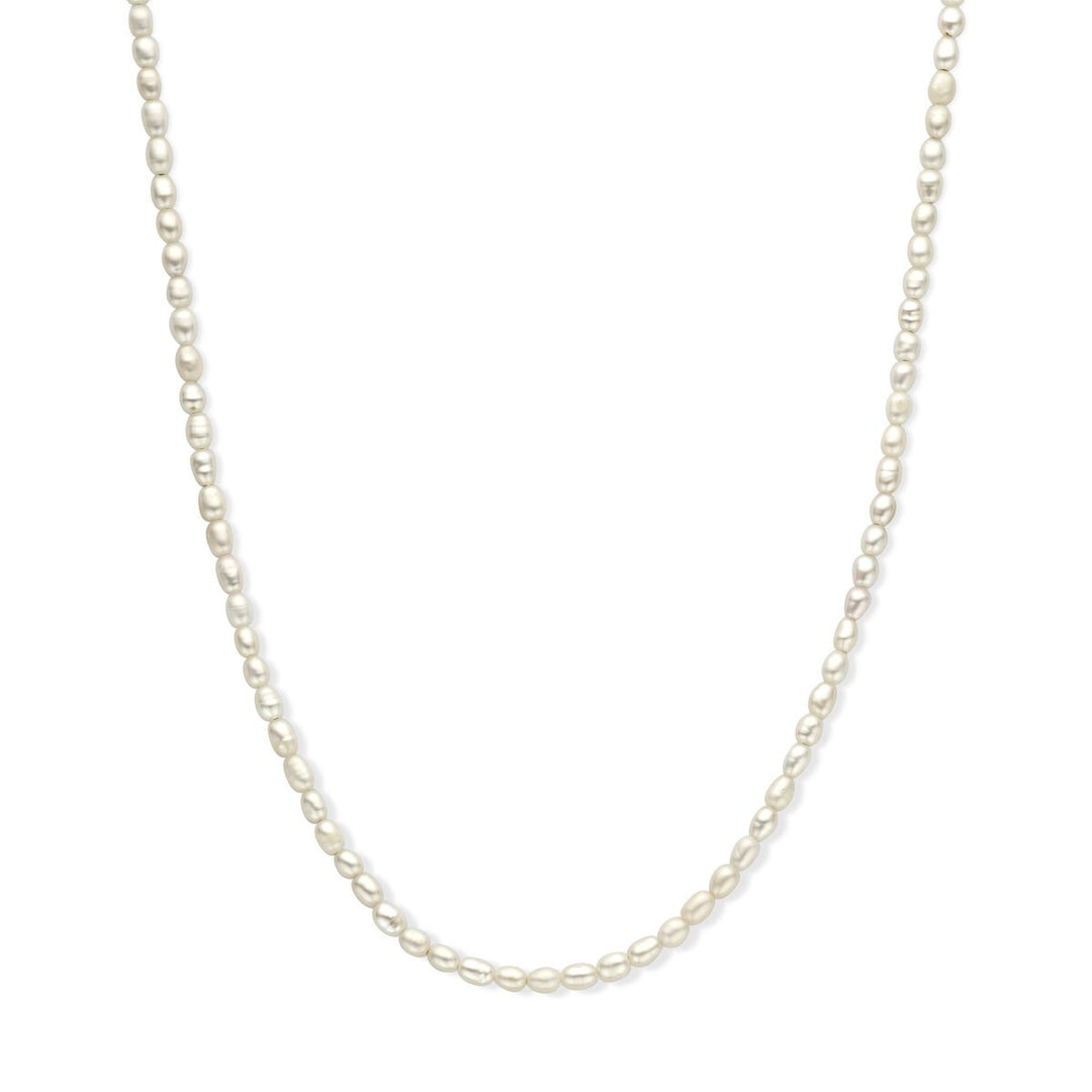Goudkleurig verguld zilveren dames ketting – collier met zoetwaterparels