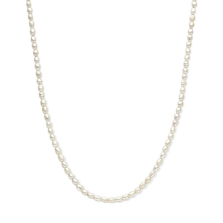 Goudkleurig verguld zilveren dames ketting – collier met zoetwaterparels