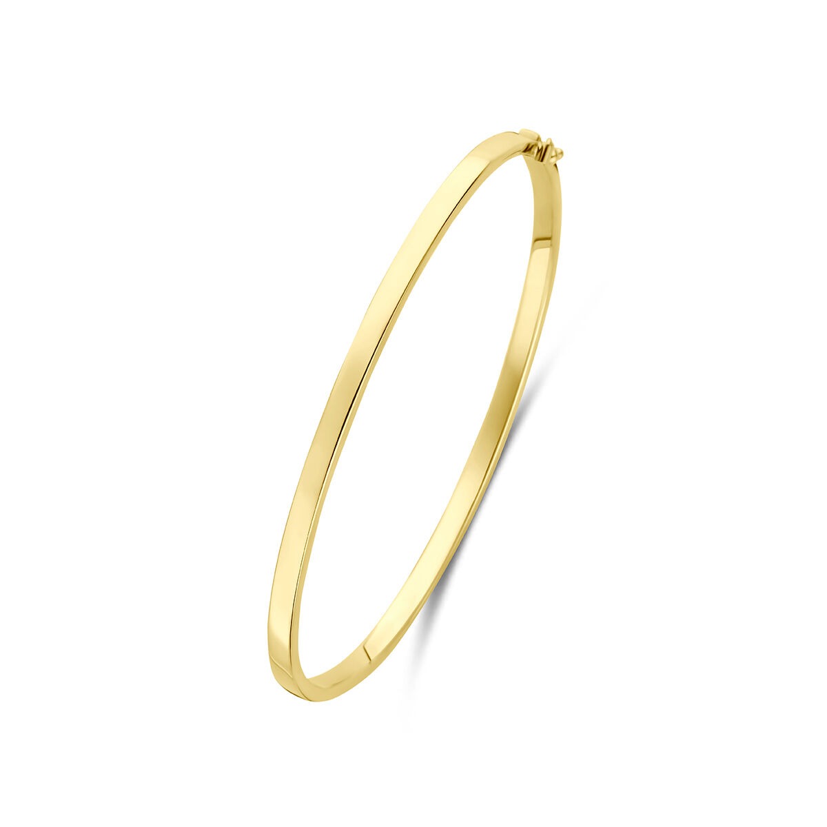 Geelgouden bangle armband met een vlakke buisvorm en een zilveren kern.
