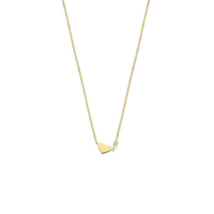 14k Geelgouden dames collier met hartje en diamant – 40-44 cm
