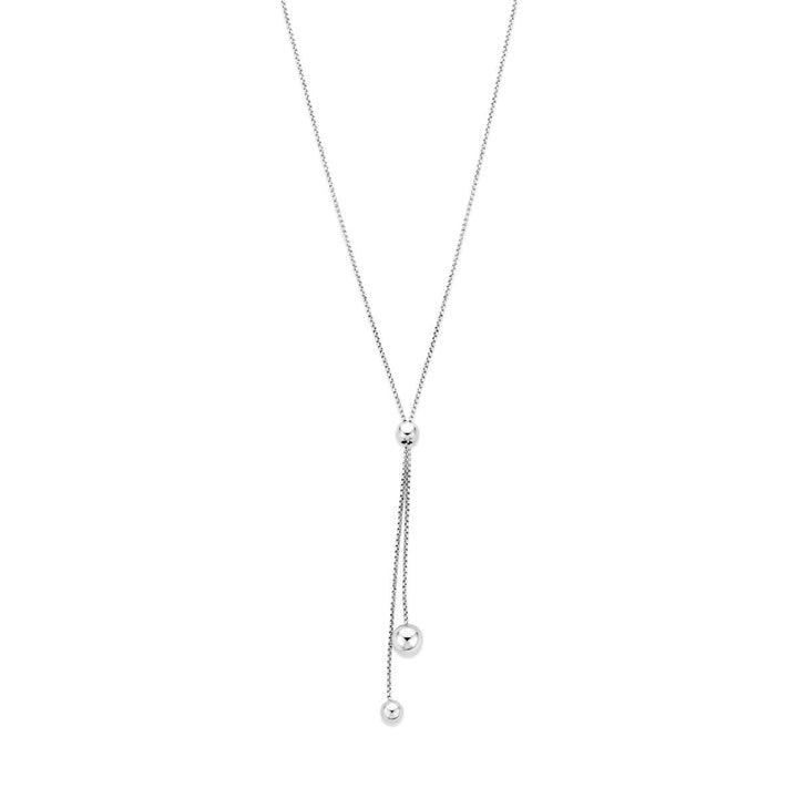 Gerhodineerd 925 zilveren y-collier met bolletjes