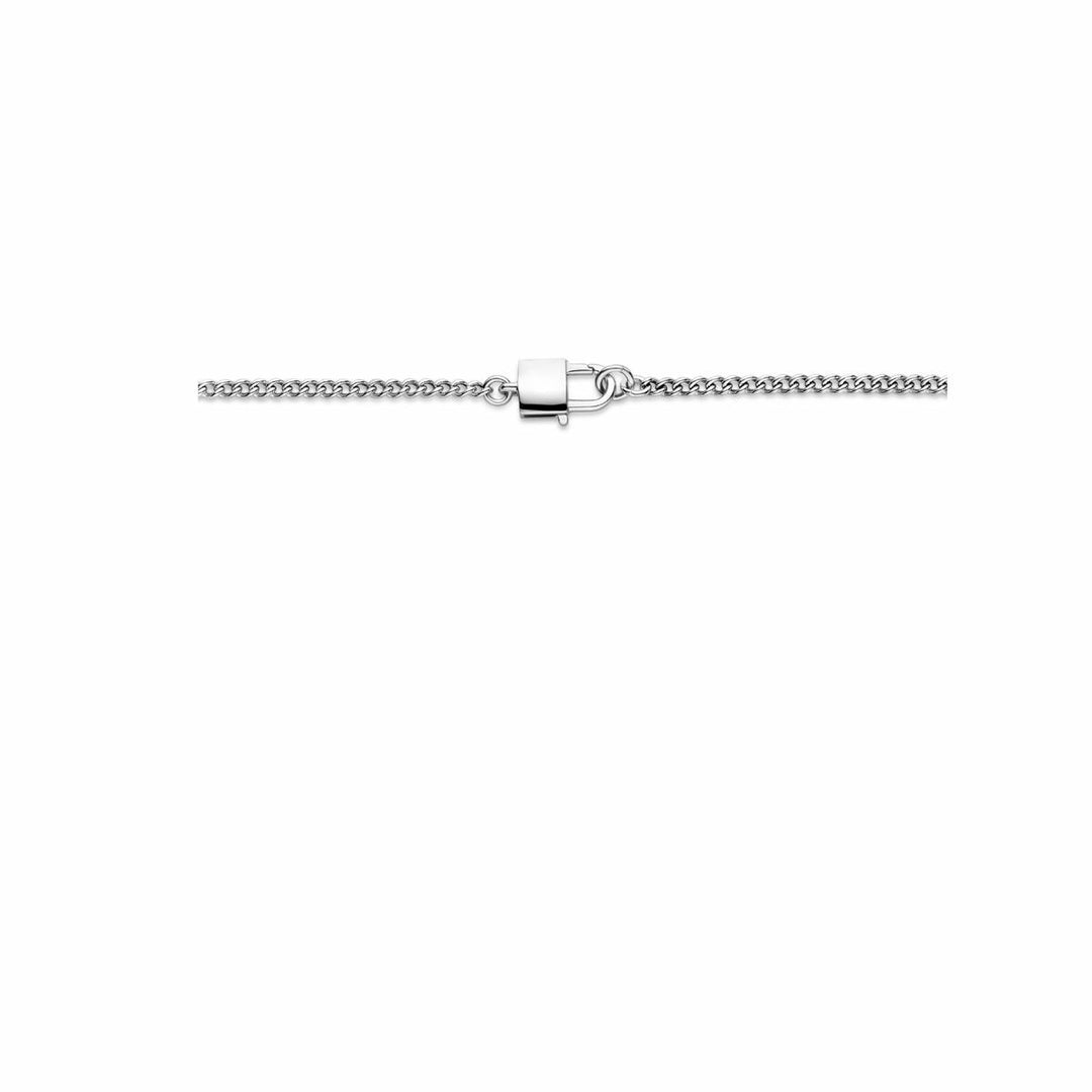 Zilveren dames ketting – gerhodineerd collier met slot hanger