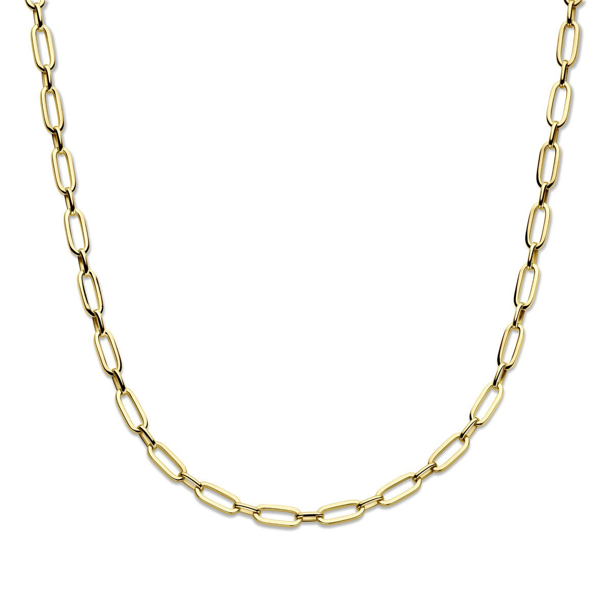 Geelgouden anker collier met een breedte van 6,5 mm en een schakelpunt ontwerp.