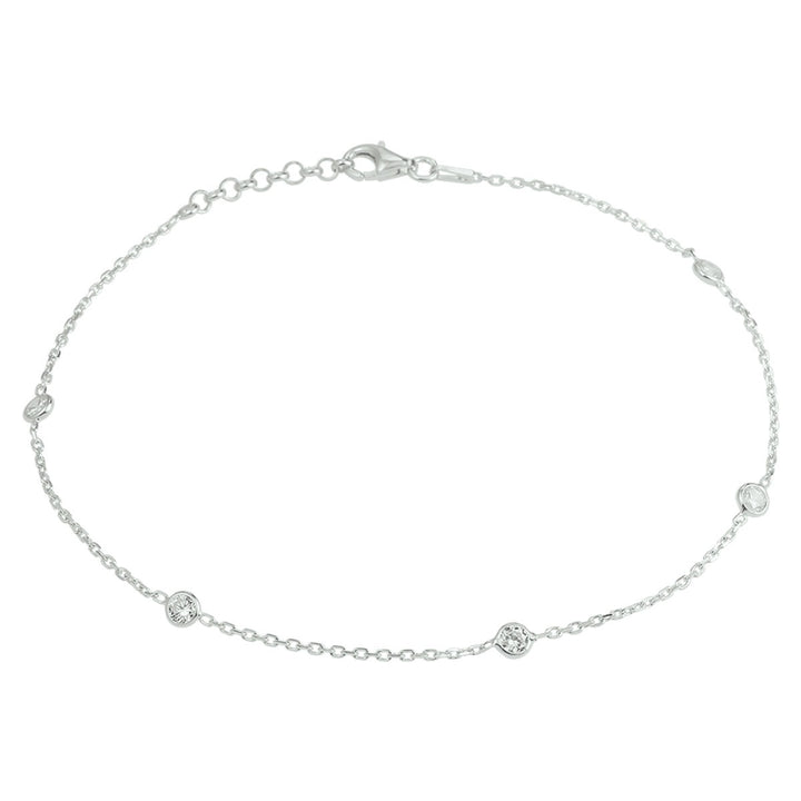925 Gerhodineerd Zilveren Enkelbandje met Zirkonia Rij
