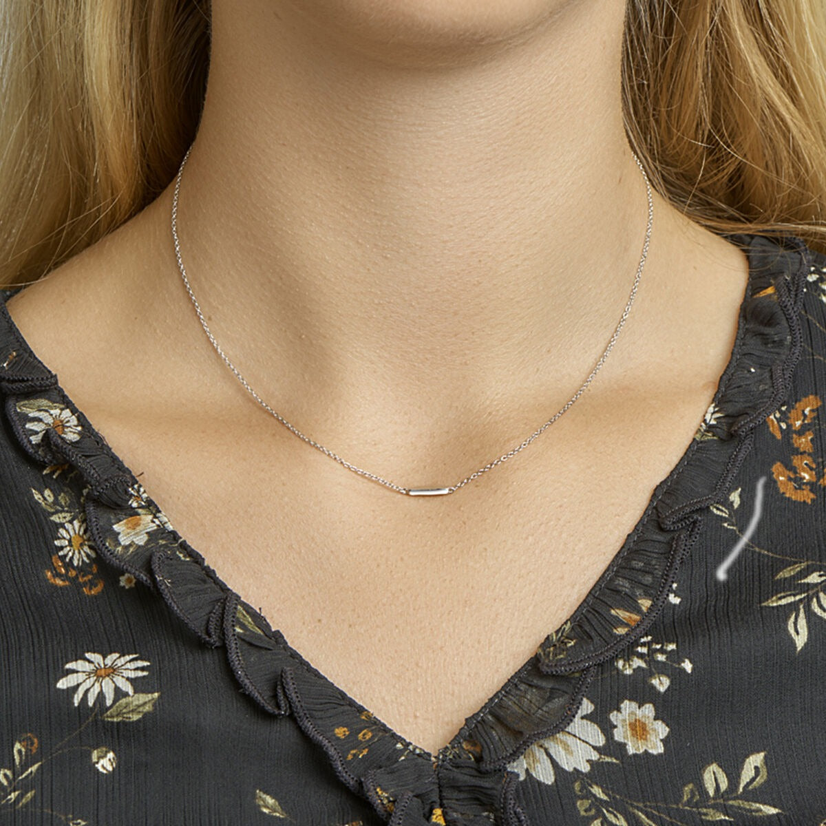 necklace bar 41 + 4 cm silver rhodium plated