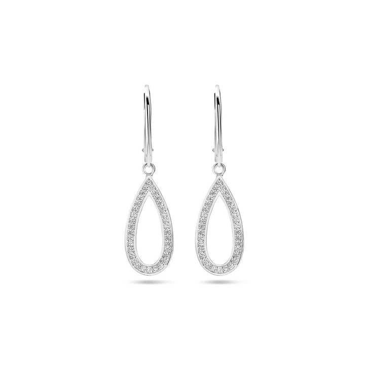 earrings zirconia brisur hook silver rhodium plated