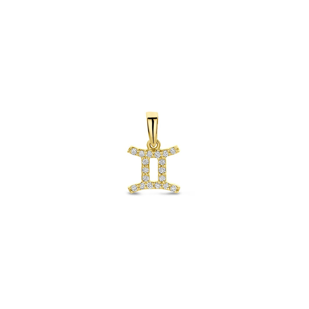 14k geelgouden sterrenbeeld hanger met diamant