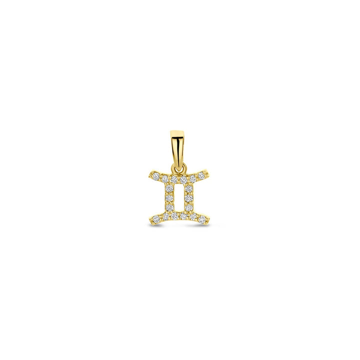 14k geelgouden sterrenbeeld hanger met diamant