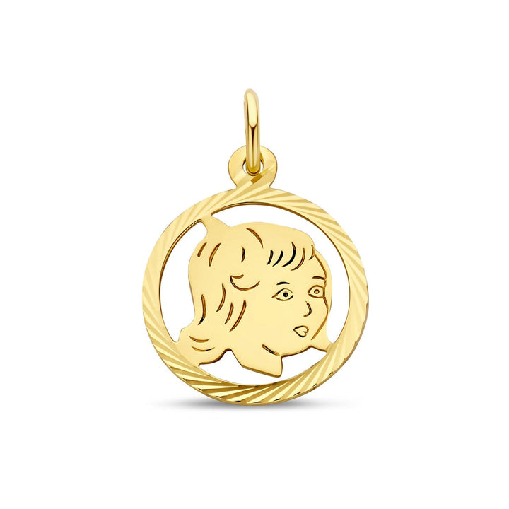 9k geelgouden hanger kinderkopje rond