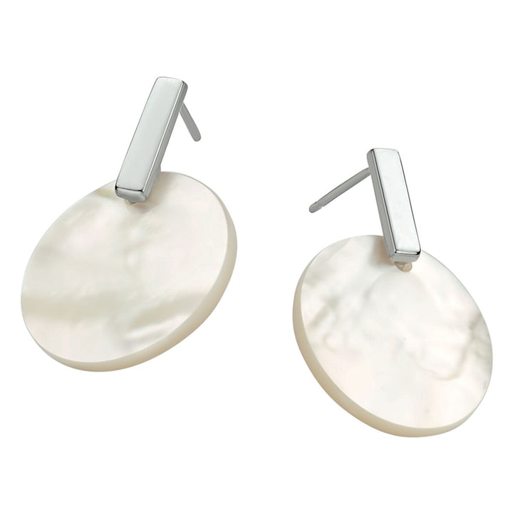 Zilveren oorhangers met ronde parelmoer – gerhodineerd 925