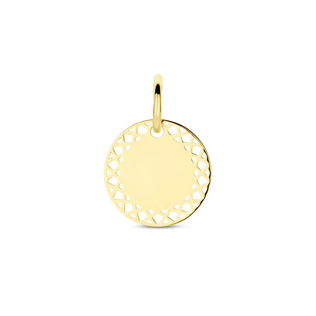 14k geelgouden graveerhanger rond