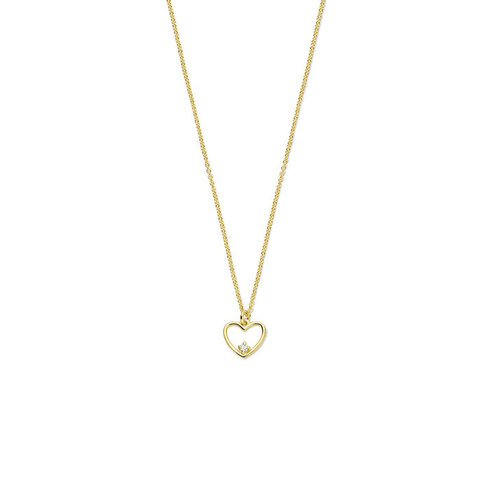 Gouden dames ketting 14k met hartje en diamant