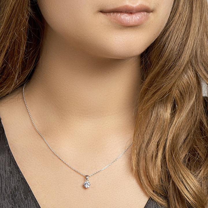 necklace zirconia 41 + 4 cm silver rhodium plated