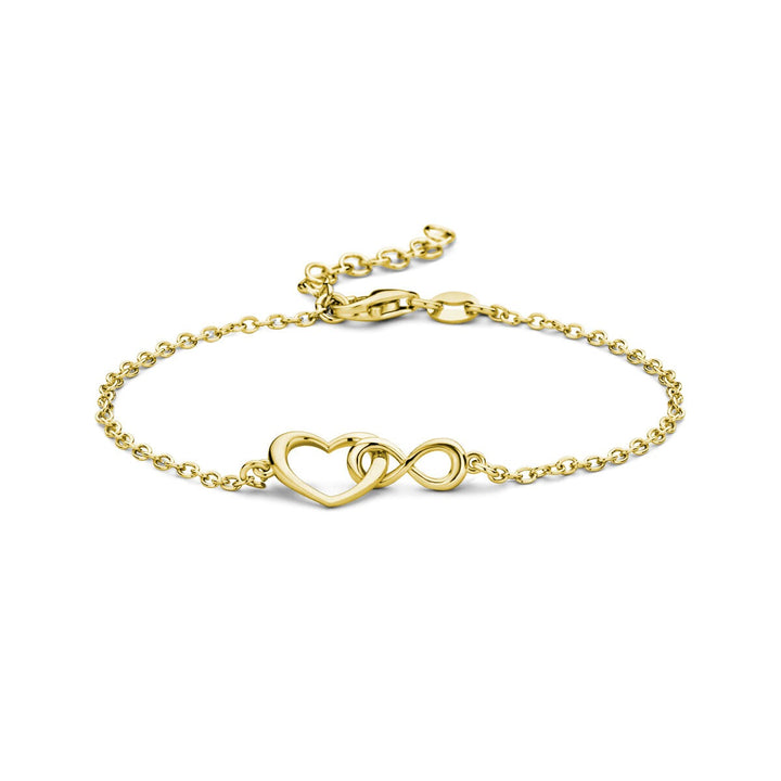 Verguld Zilveren Armband met Hart en Infinity – 16-19 cm