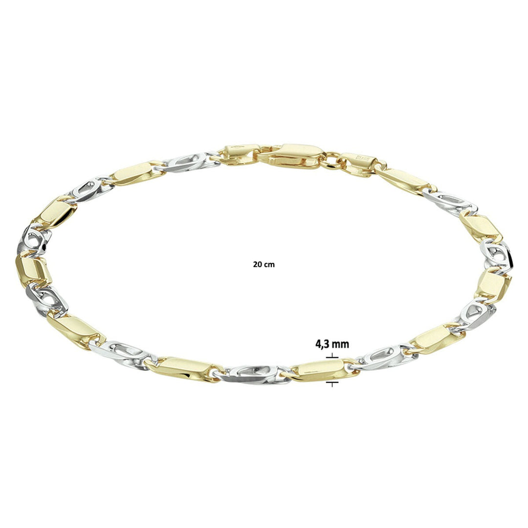 14k Bicolor gouden heren armband met valkenoog schakel