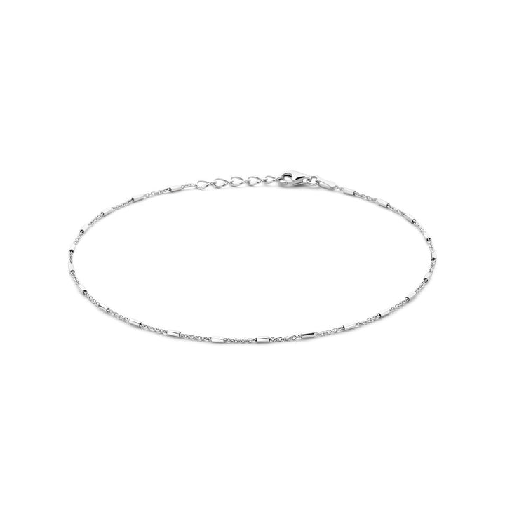 Zilveren enkelbandje met fijne buisjes – gerhodineerd 925 zilver, 24–26 cm