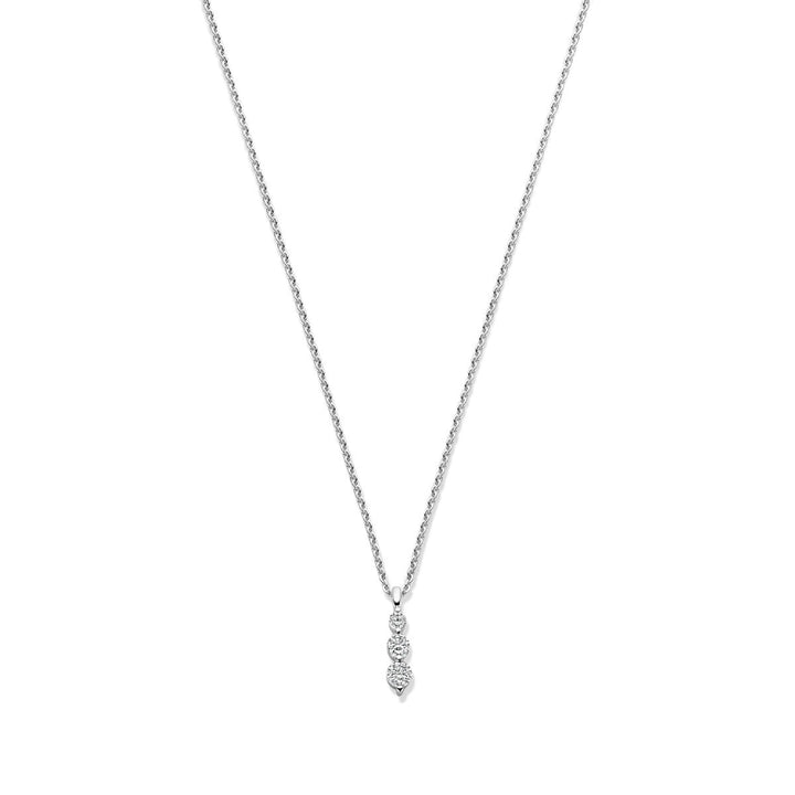 Zilveren collier met zirkonia – gerhodineerd 925 zilver, 42-45 cm