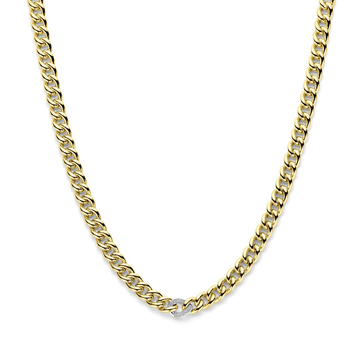 14k Bicolor Geel- en Witgouden Collier met Diamant