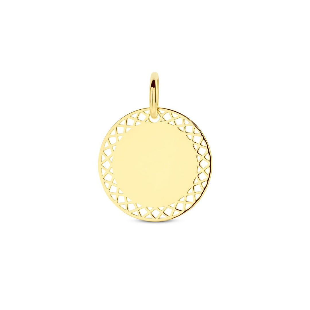 14k geelgouden graveerhanger rond