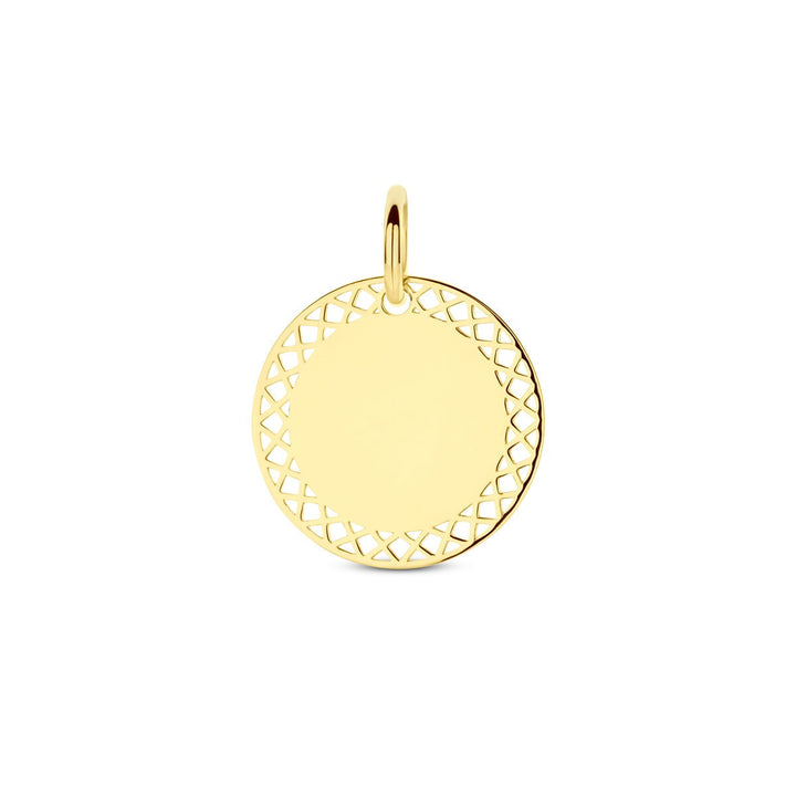 14k geelgouden graveerhanger rond