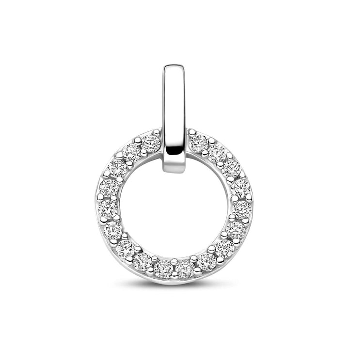 Zilveren hanger met zirkonia – entourage zetting in briljantvorm 17mm