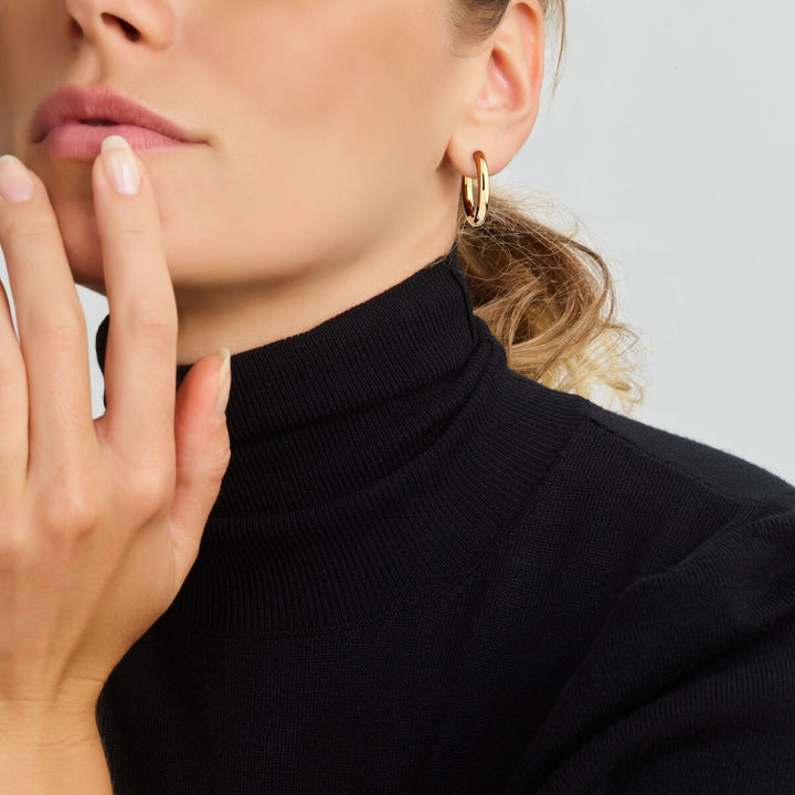 Vergulde zilveren klapoorringen dames – 28x4 mm rond model