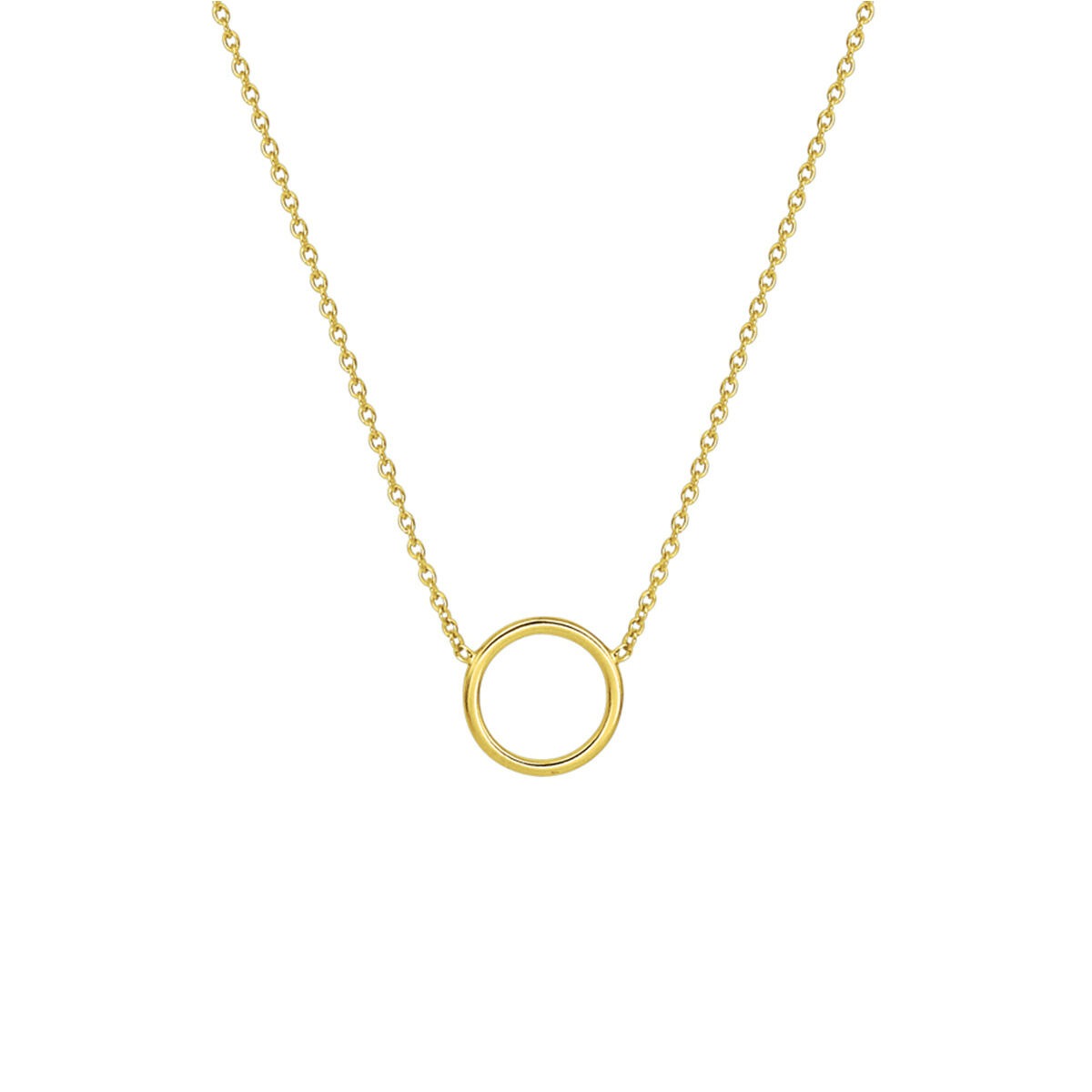 Verguld zilveren collier met een open rondje, verstelbare lengte van 41-46 cm.