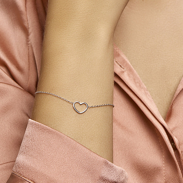 Zilveren armband met hartje – gerhodineerd 925 zilver